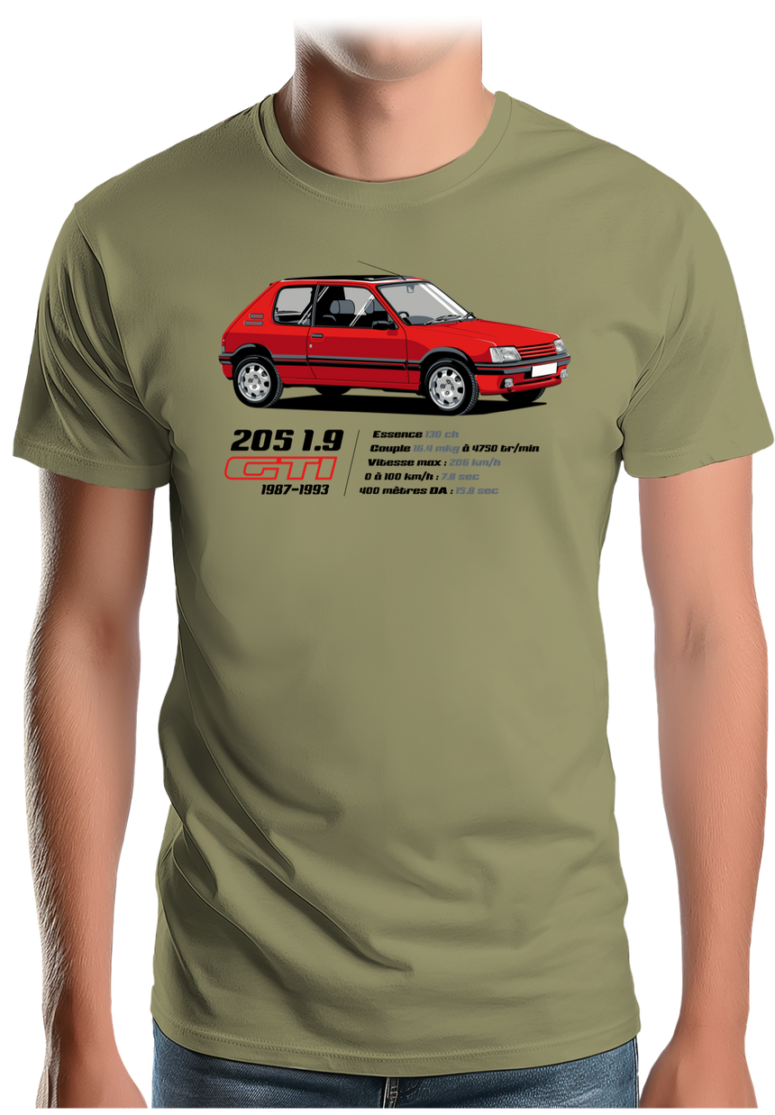 T-Shirt Homme Voiture 205 1,9 GTI
