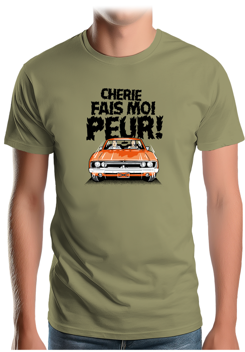 T-Shirt Homme Chérie fais moi peur voiture