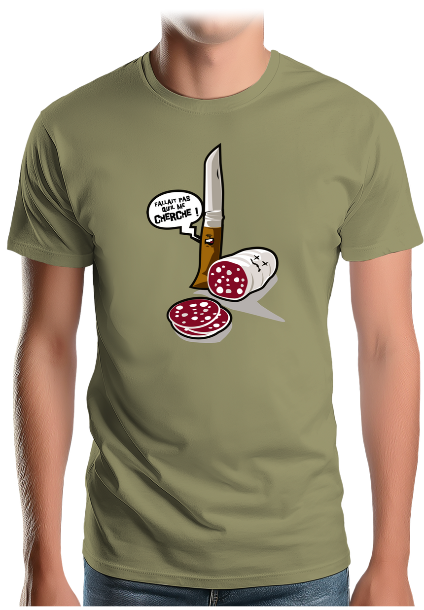 T-Shirt Homme Fallait pas saucisson VS couteau de Savoie