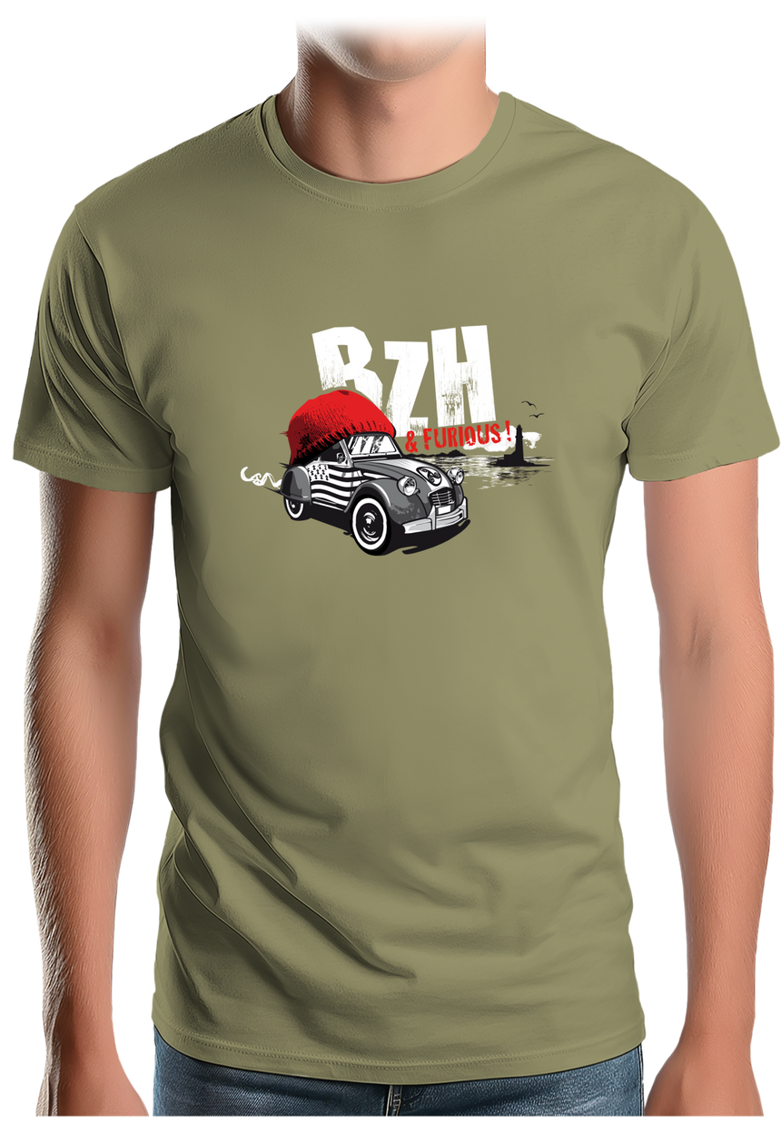 T-Shirt Homme Voiture 2CV de Bretagne, BZH & Furious