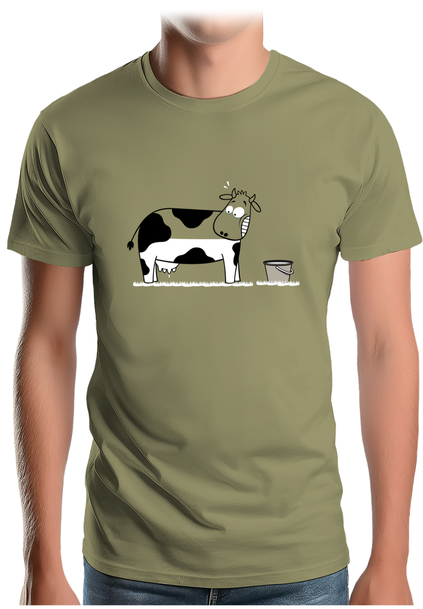 T-Shirt Homme Vache à moitié pleine de lait