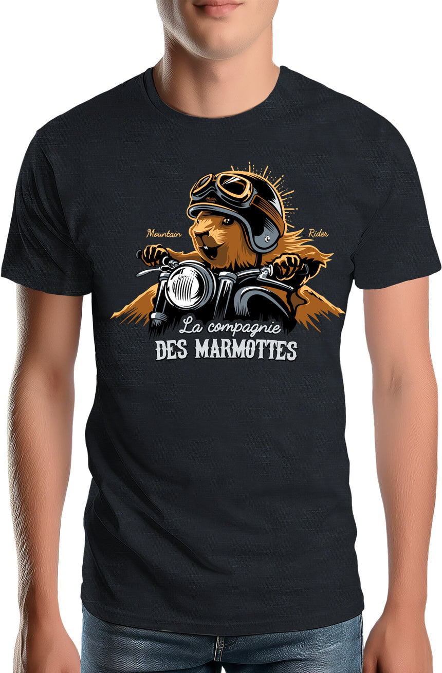 T-Shirt Homme Compagnie des Marmottes en Moto