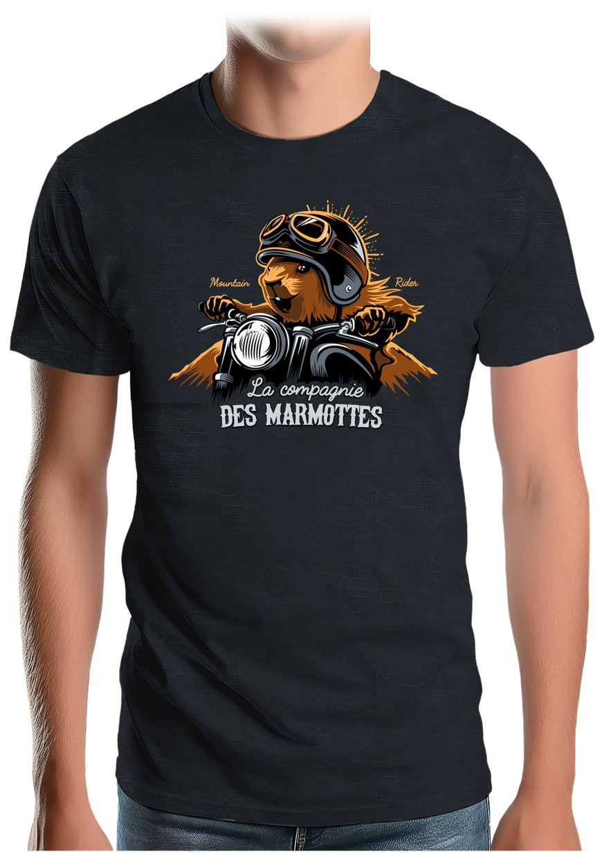 T-Shirt Homme Compagnie des Marmottes en Moto
