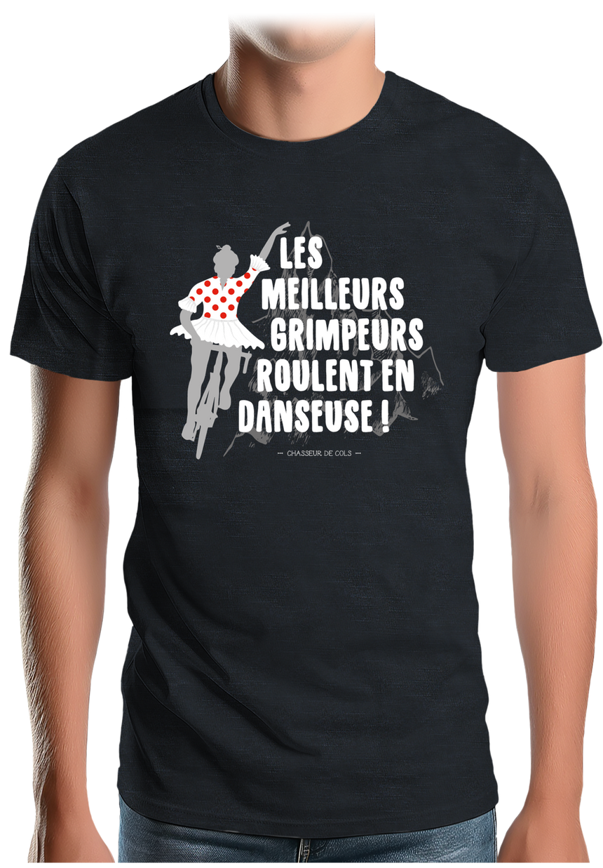 T-Shirt Homme En vélo les meilleurs grimpeurs roulent en danseuse