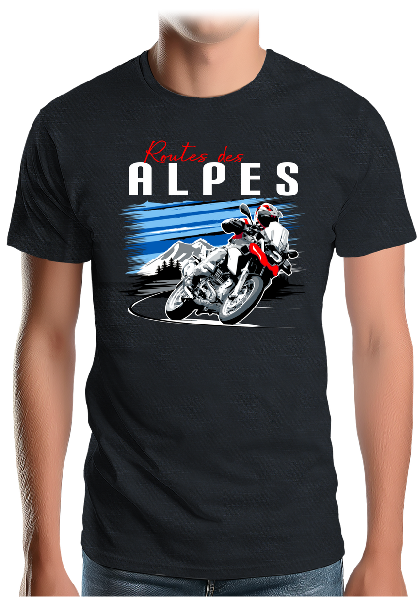 T-Shirt Homme Moto Allemande sur les routes des Alpes