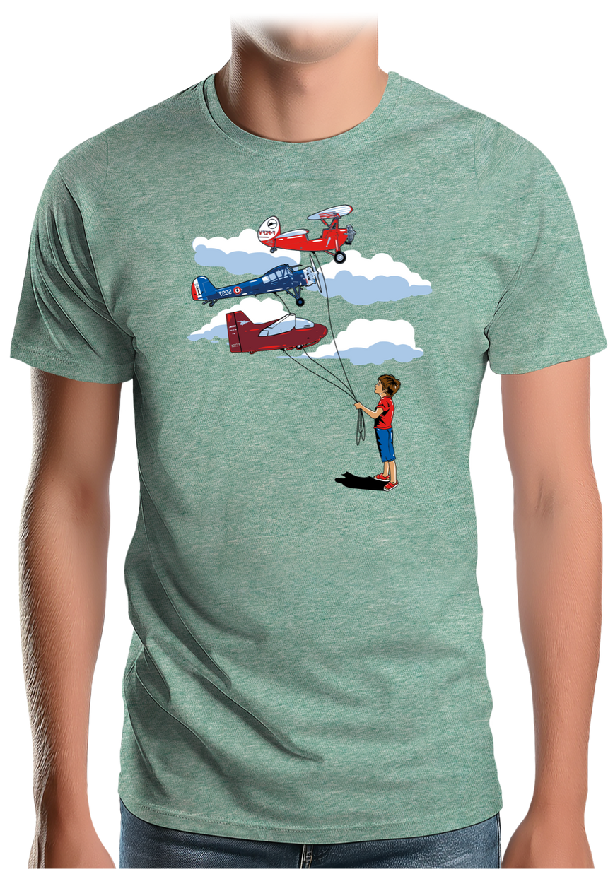 T-Shirt Homme Enfant Avec 3 ballons Avion