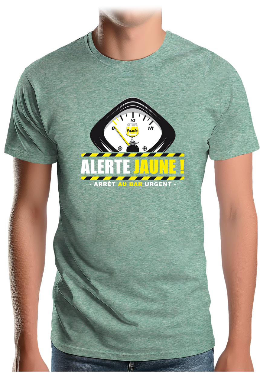 T-Shirt Homme Alcool Alerte jaune