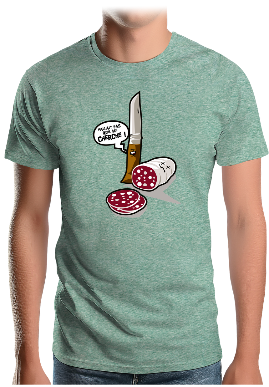 T-Shirt Homme Fallait pas saucisson VS couteau de Savoie