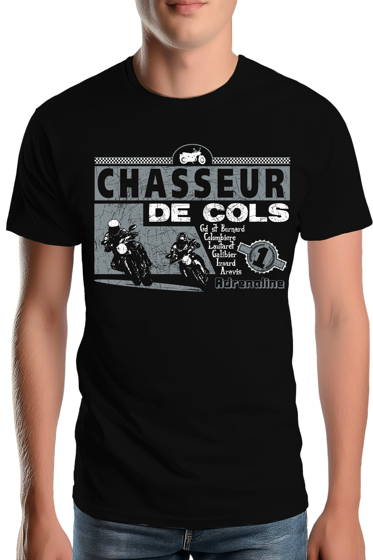 T-Shirt Homme Chasseurs de cols adrénaline moto