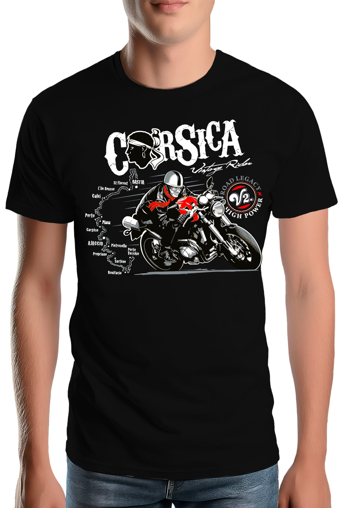 T-Shirt Homme Tour de Corse en Moto