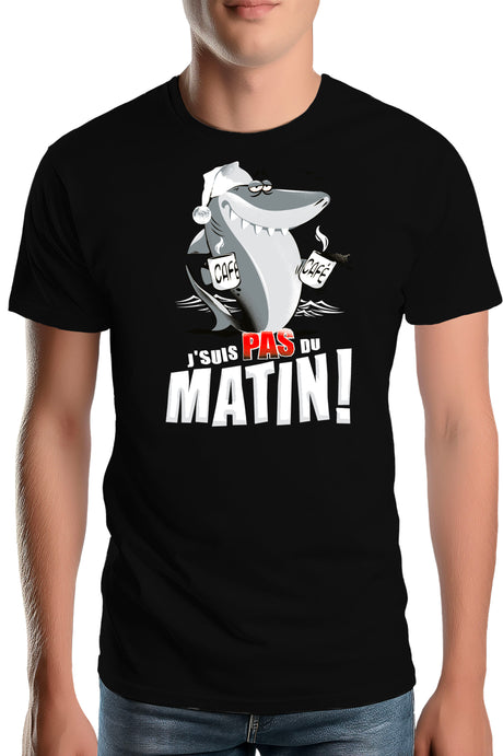T-Shirt Homme Requin je suis pas du matin