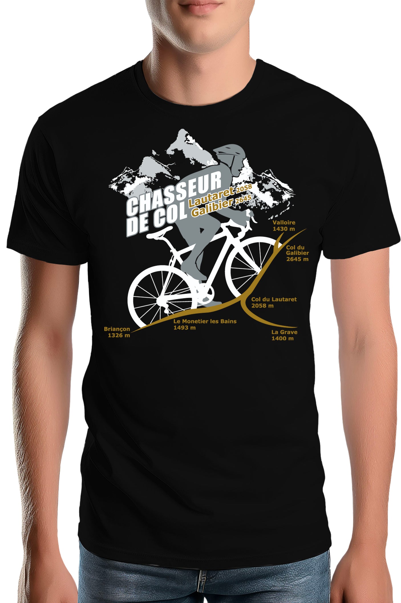 T-Shirt Homme Vélo chasseur de col Lautaret Galibier