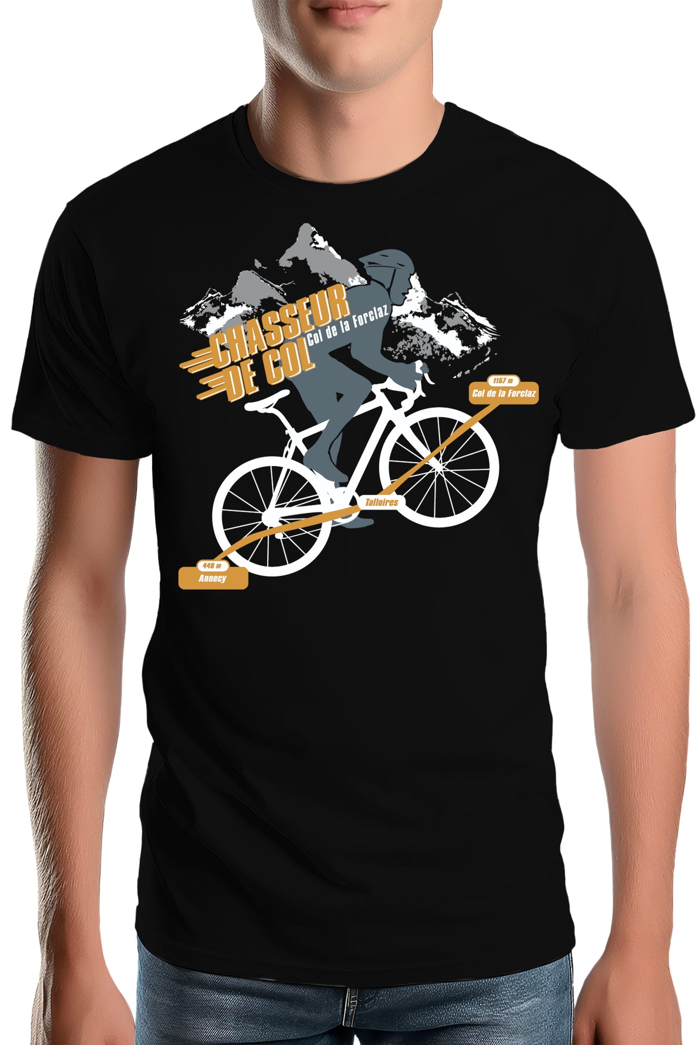 T-Shirt Homme Vélo Chasseur de Col Forclaz