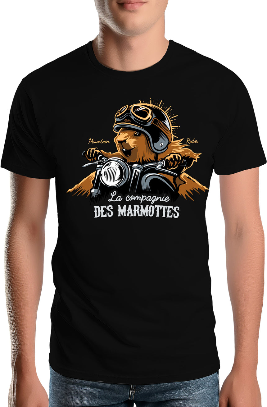 T-Shirt Homme Compagnie des Marmottes en Moto