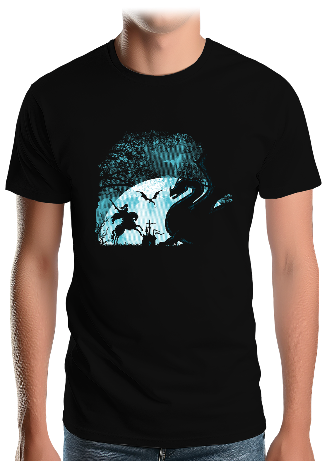 T-Shirt Homme Chevalier dans l'obscuritée chateau