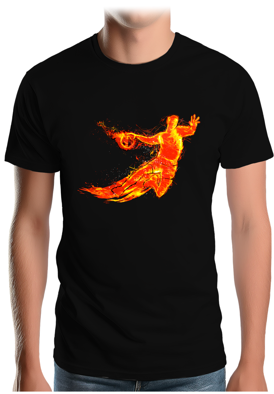 T-Shirt Homme Tir en extension d'un handballeur