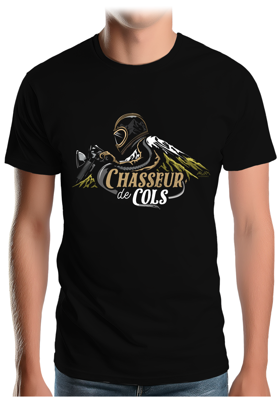T-Shirt Homme Motard chasseur de cols illusion d'optique