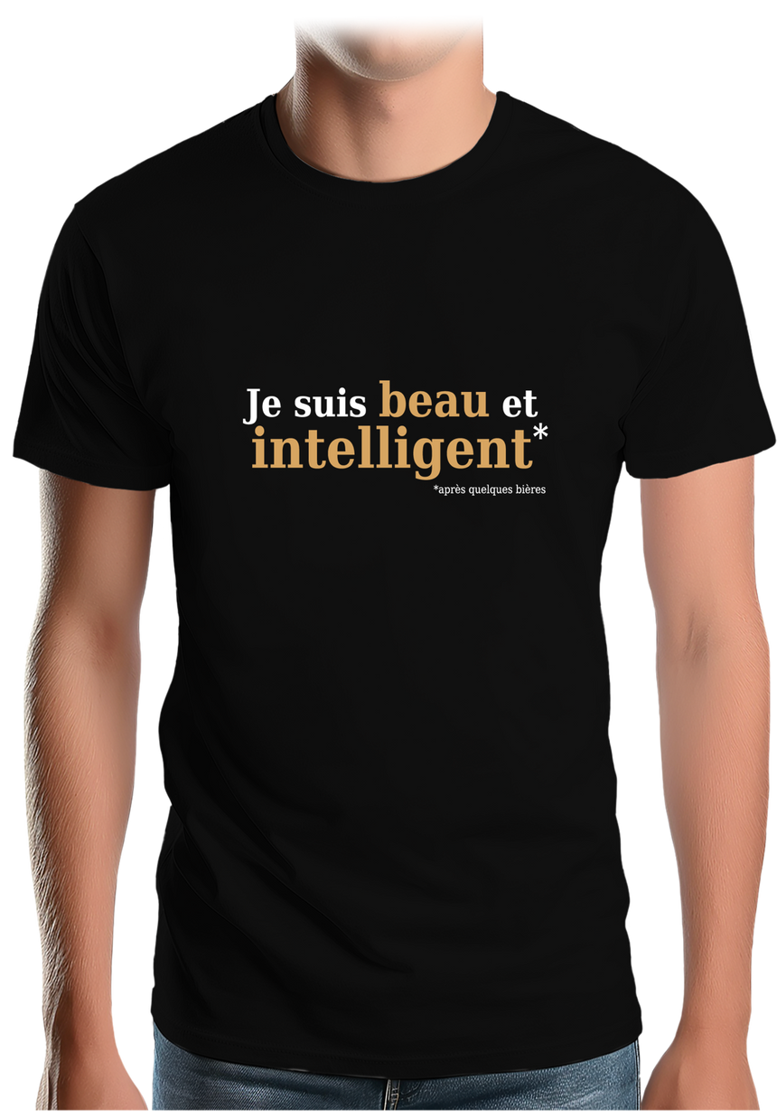 T-Shirt Homme Beau et intelligent Or