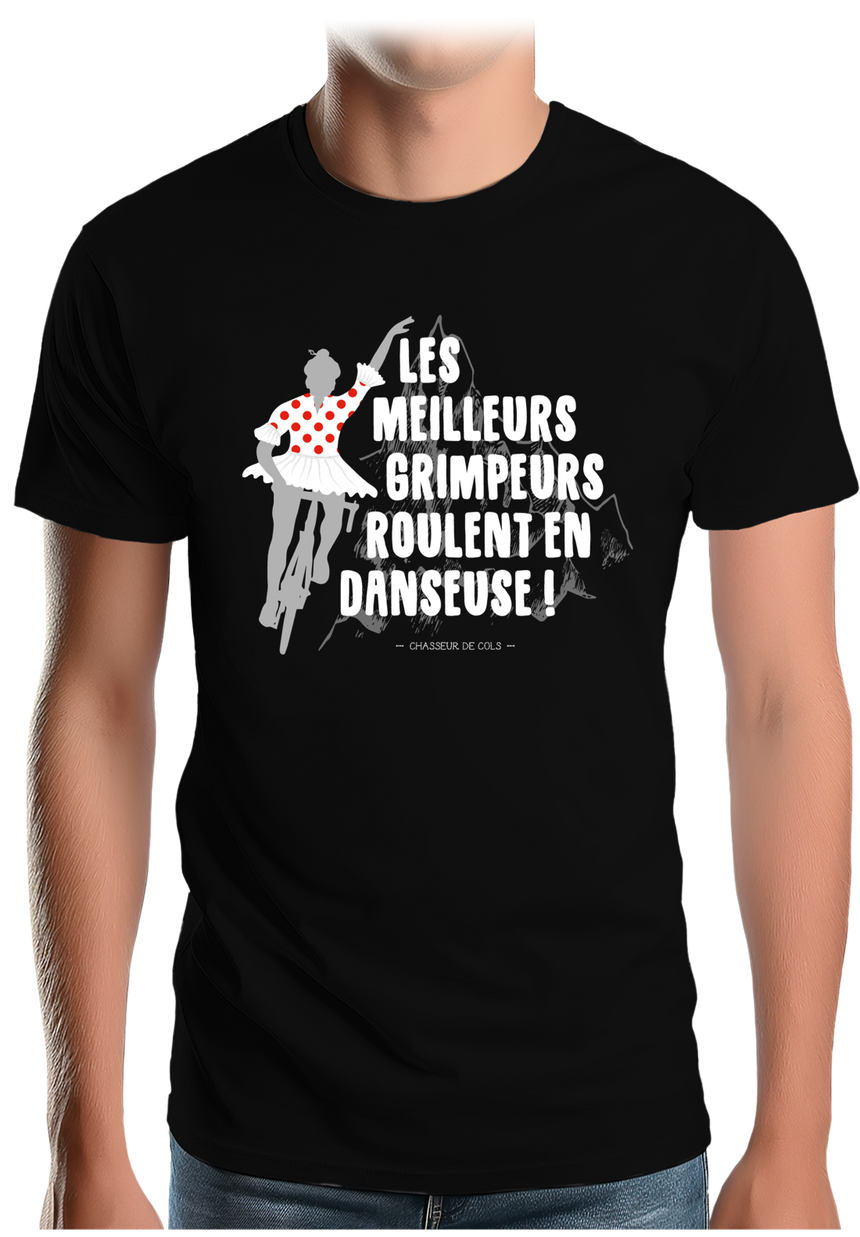 T-Shirt Homme En vélo les meilleurs grimpeurs roulent en danseuse