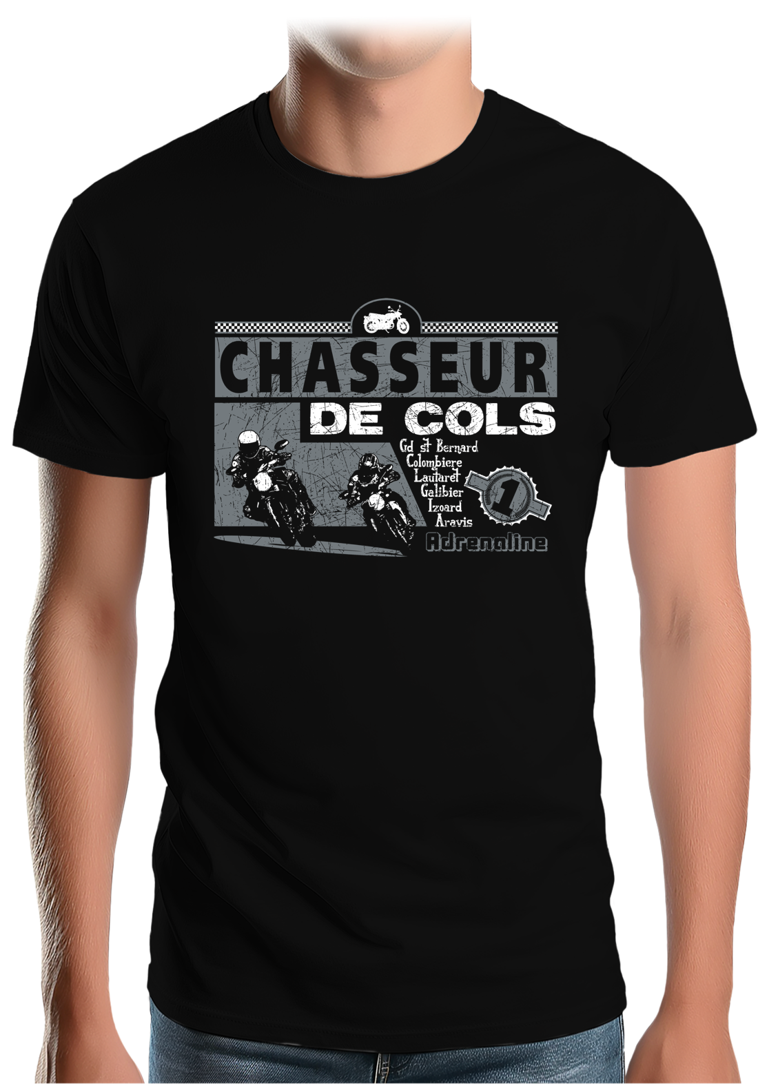 T-Shirt Homme Chasseurs de cols adrénaline moto