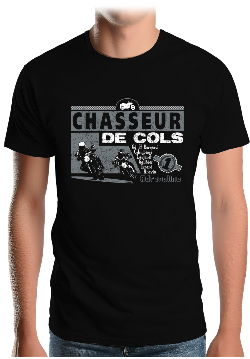 T-Shirt Homme Chasseurs de cols adrénaline moto