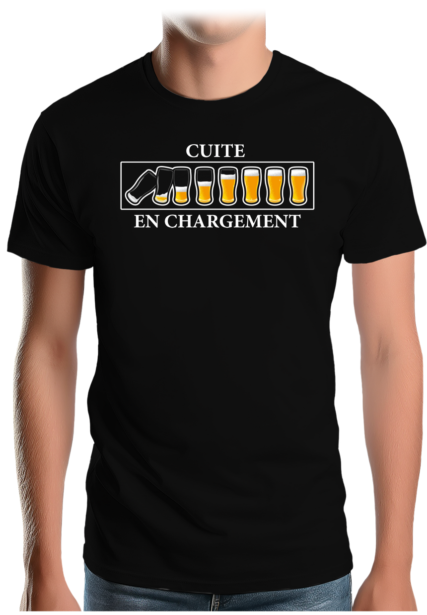 T-Shirt Homme Alcool, Cuite en chargement avec de la bière
