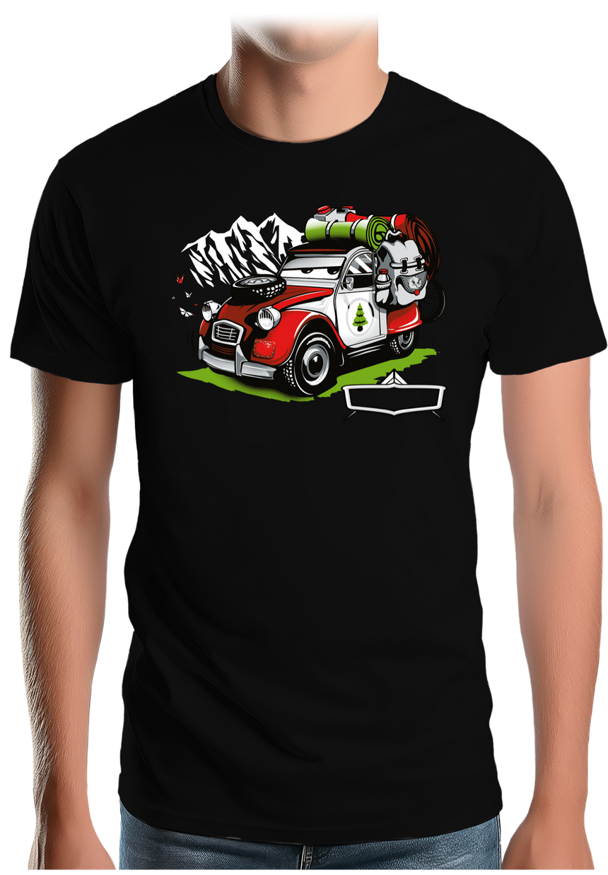 T-Shirt Homme Voiture 2CV à la montagne