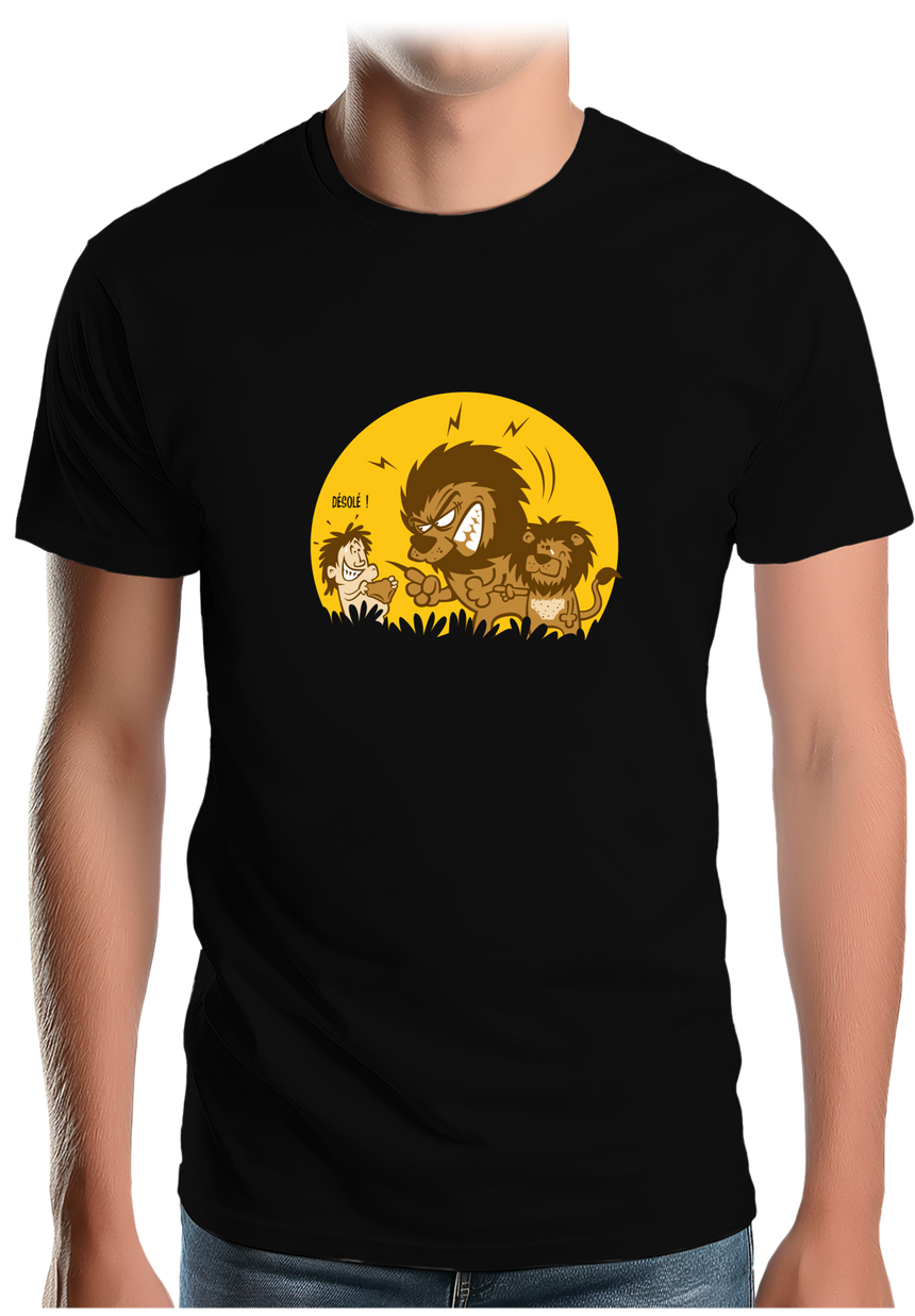 T-Shirt Homme Lion et bébé dans la savane