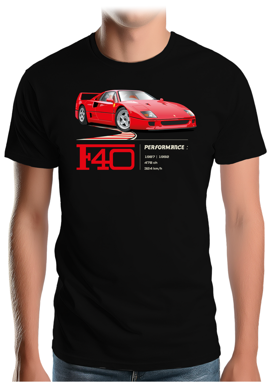T-Shirt Homme Voiture F40 le V8 iconique