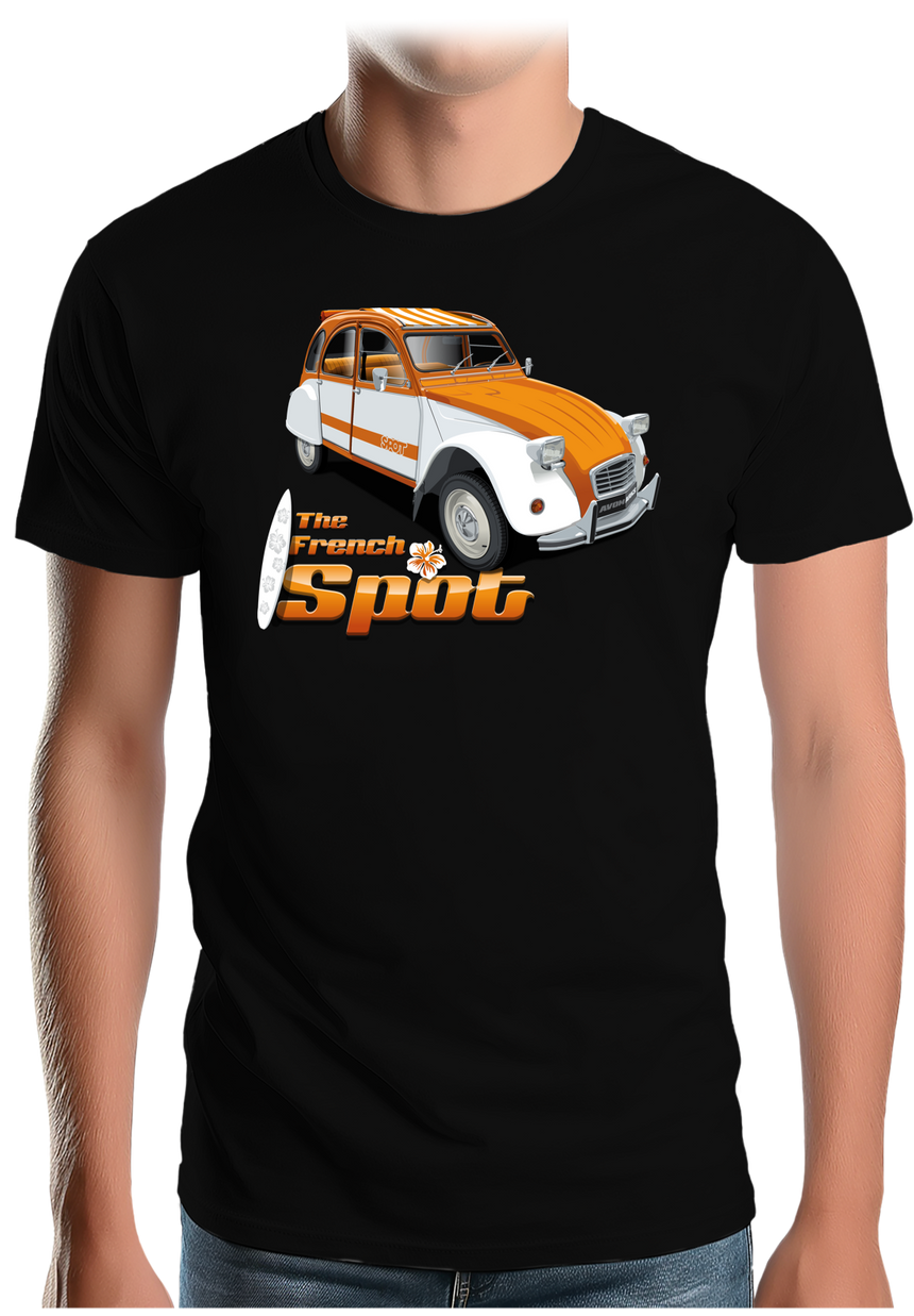 T-Shirt Homme Voiture 2CV French spot sud avec surf