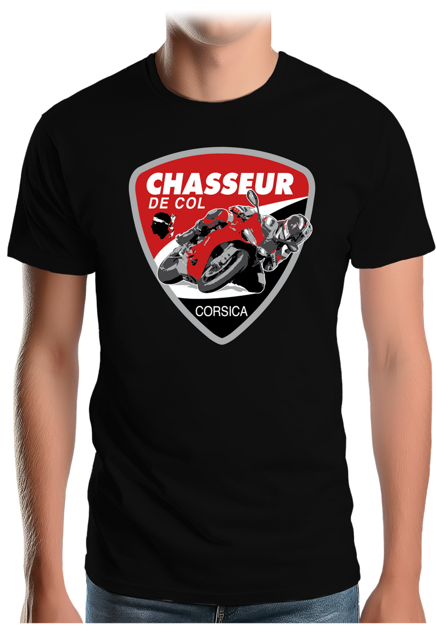 T-Shirt Homme Moto chasseur de col en Corse