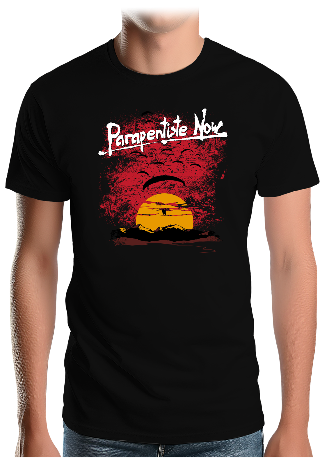T-Shirt Homme Parapente Coucher De Soleil