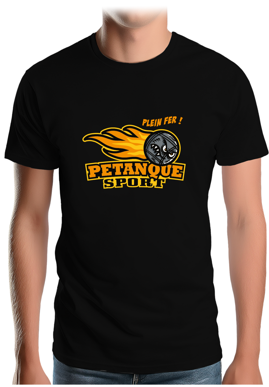 T-Shirt Homme Une pétanque sport plein fer