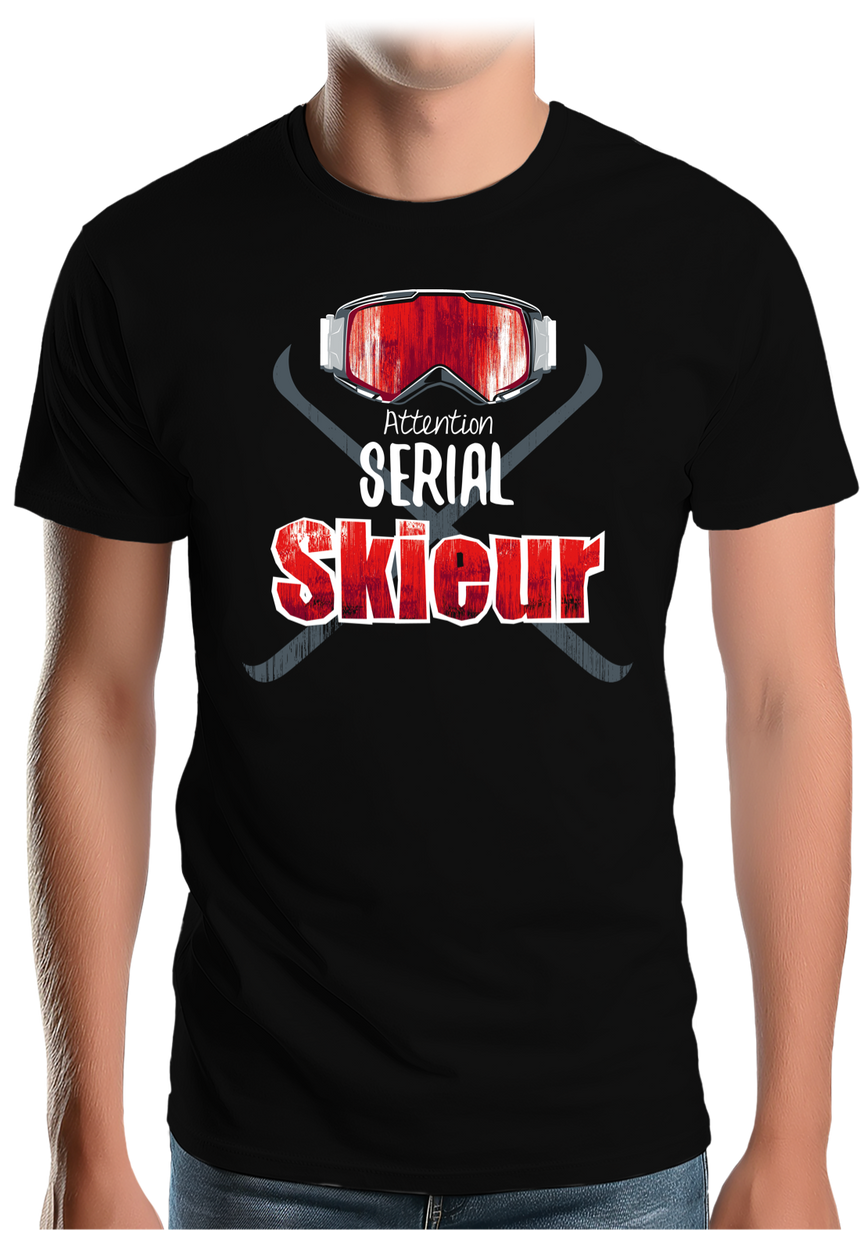 T-Shirt Homme Attention serial skieur