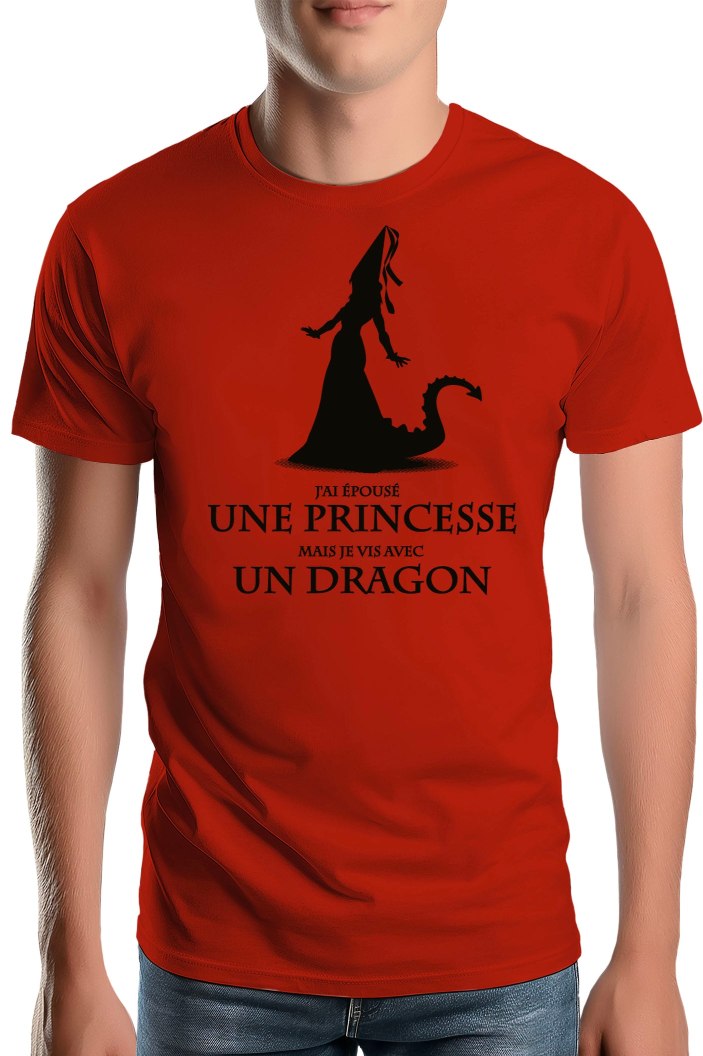 T-Shirt Homme D'épouser une princesse à vivre avec un dragon