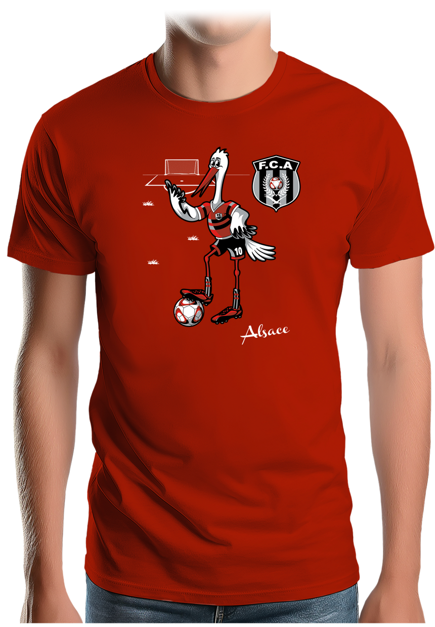 T-Shirt Homme Cigogne d'Alsace qui joue au foot