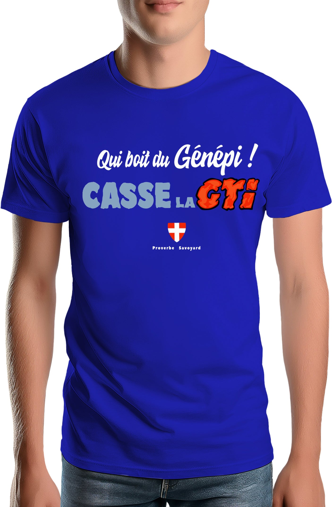 T-Shirt Homme Qui boit le Génépi casse la GTI