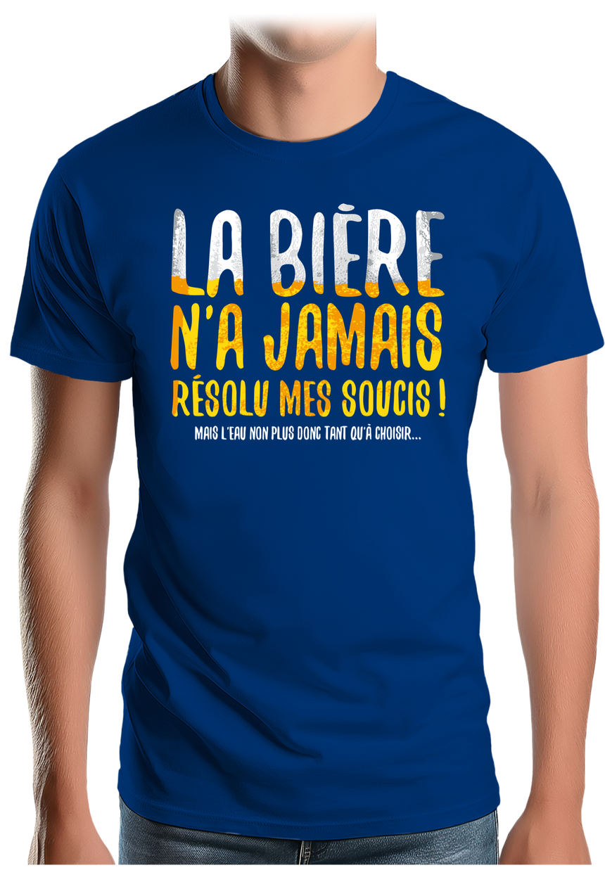 T-Shirt Homme Alcool, la bière n'a jamais résolu mes soucis...