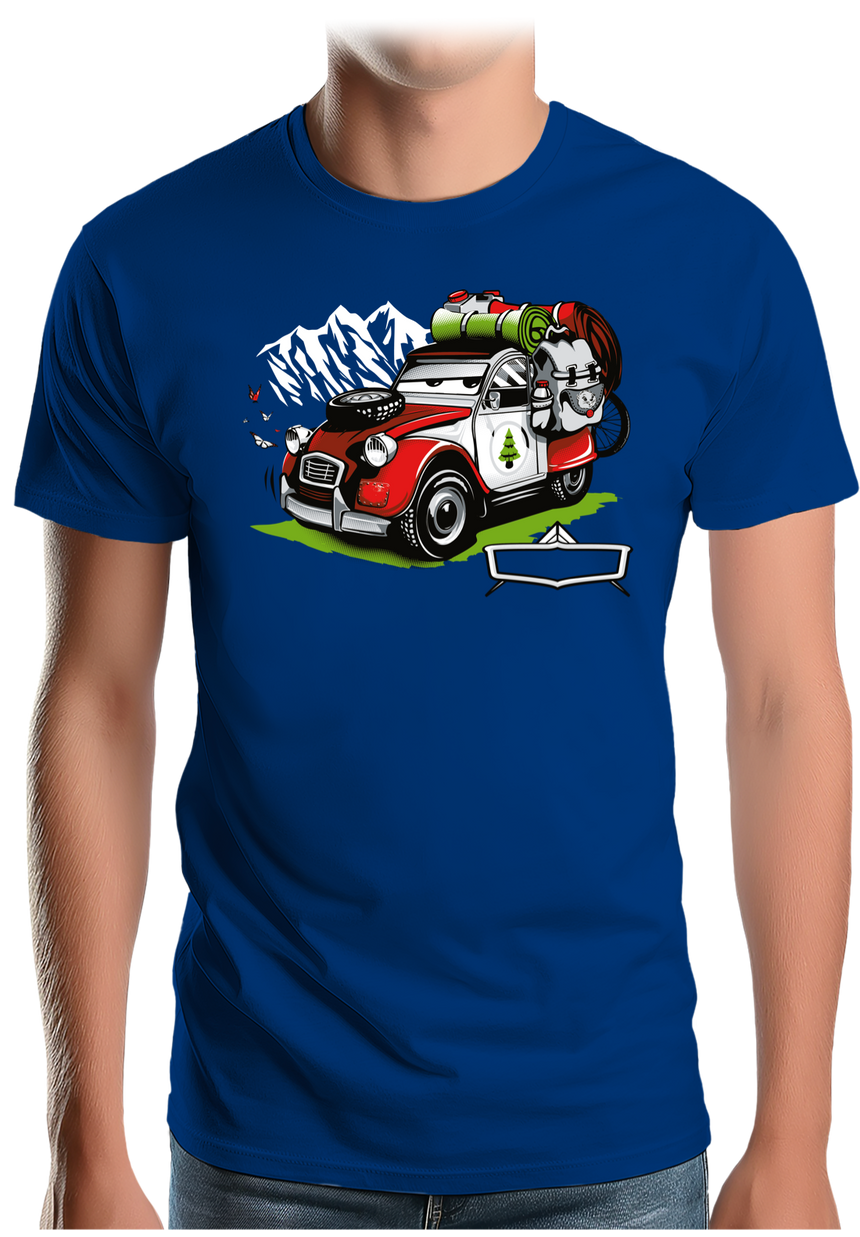 T-Shirt Homme Voiture 2CV à la montagne