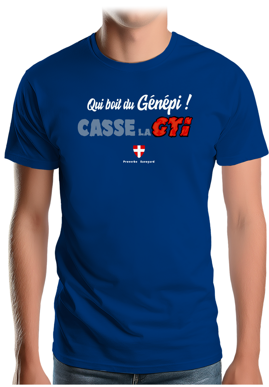 T-Shirt Homme Qui boit le Génépi casse la GTI