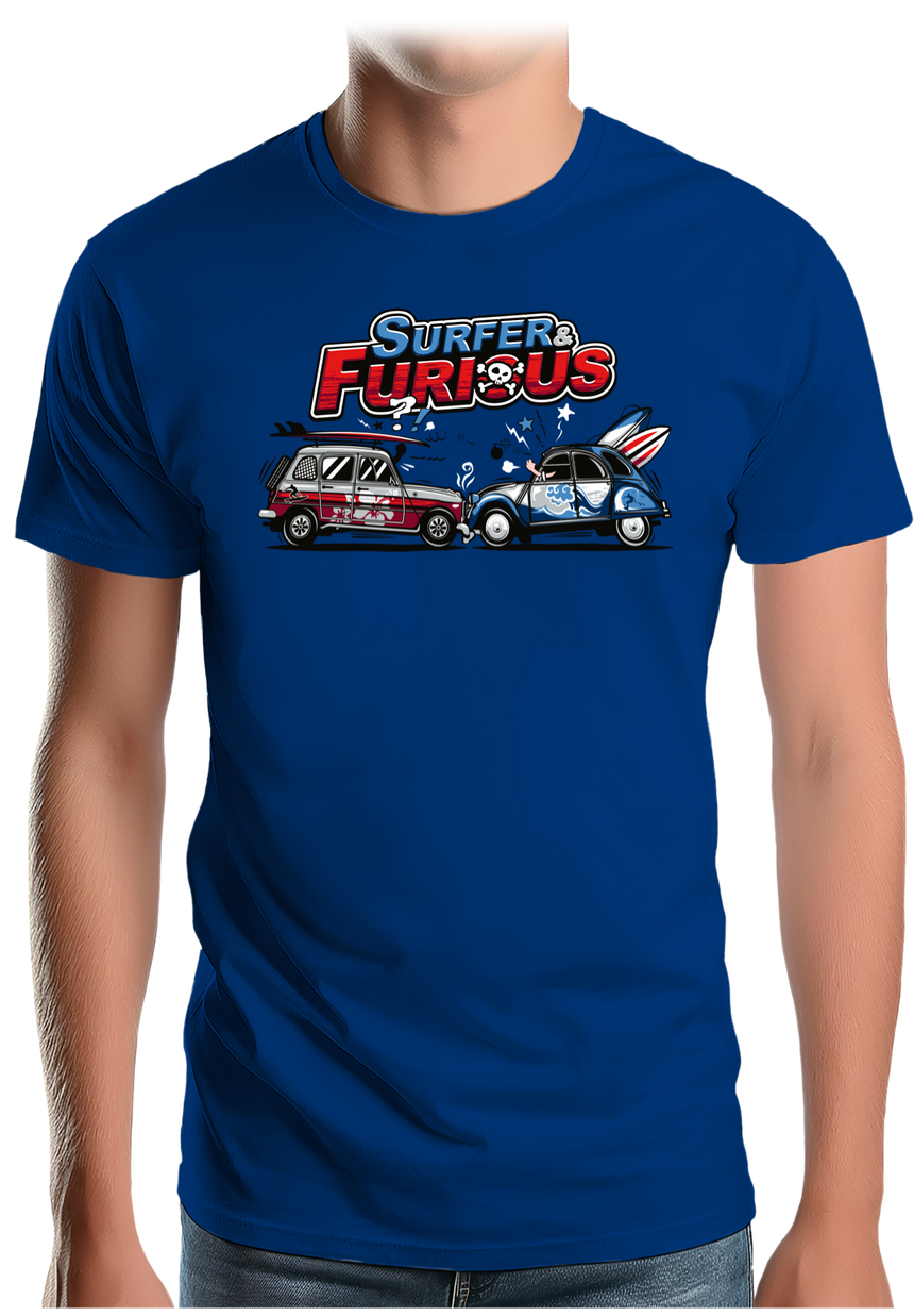 T-Shirt Homme Surfer & Furious Voiture 4L vs 2CV