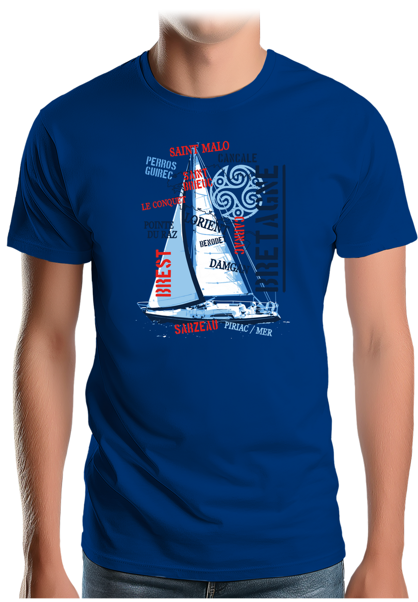 T-Shirt Homme Bateau Voilier Bretagne