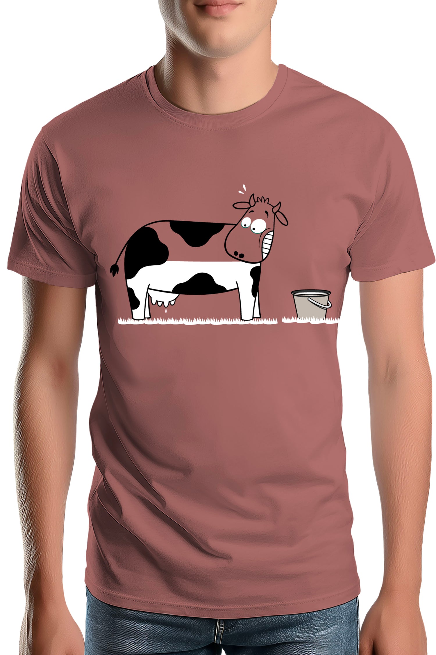 T-Shirt Homme Vache à moitié pleine de lait
