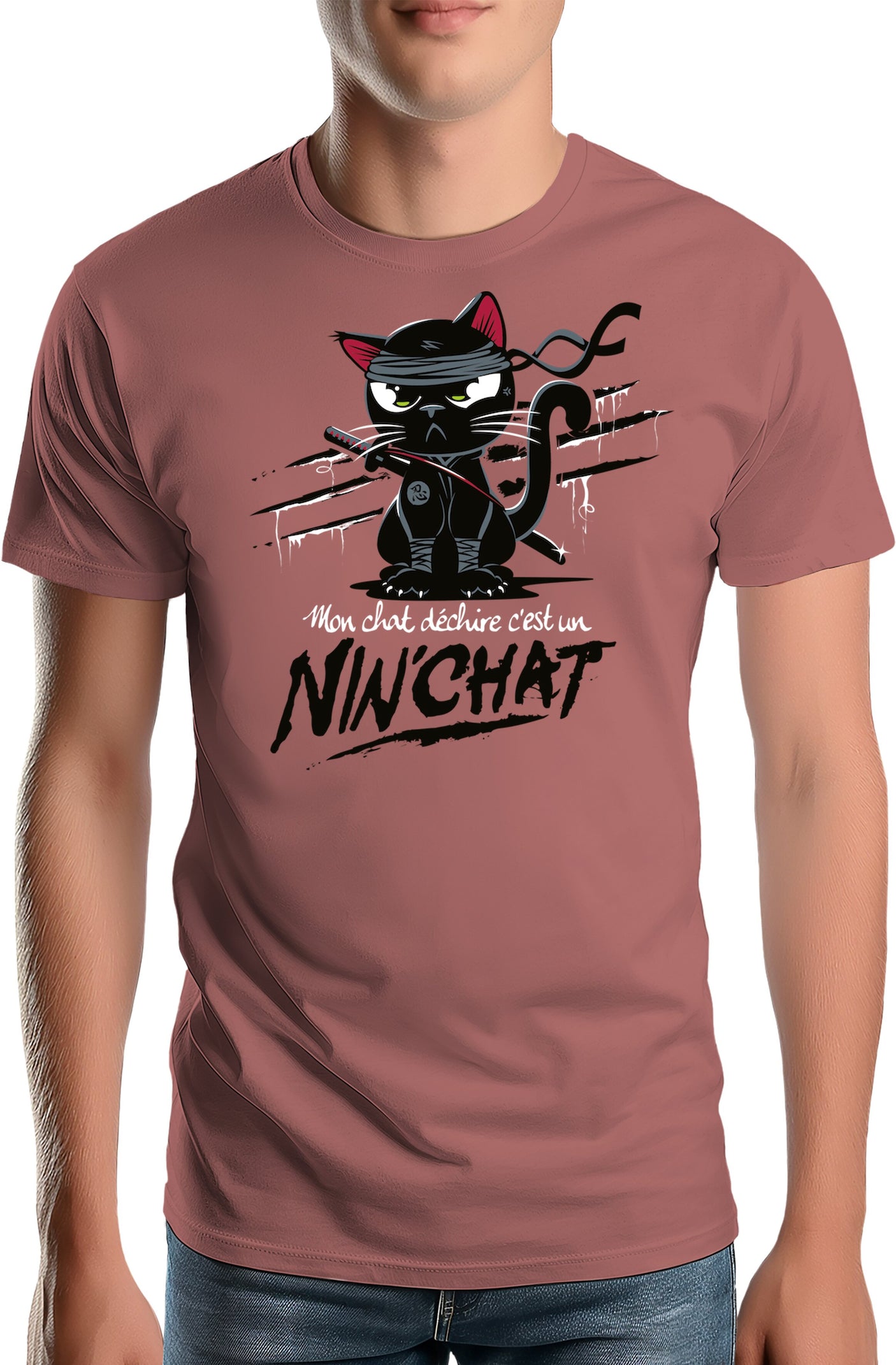 T-Shirt Homme Mon chat déchire tout c'est un Ninja