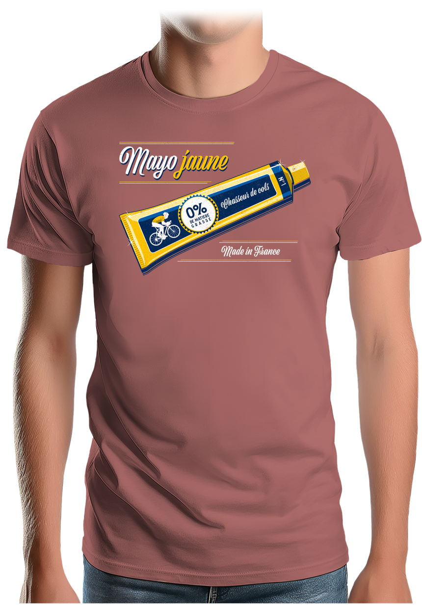 T-Shirt Homme Mayo jaune en vélo