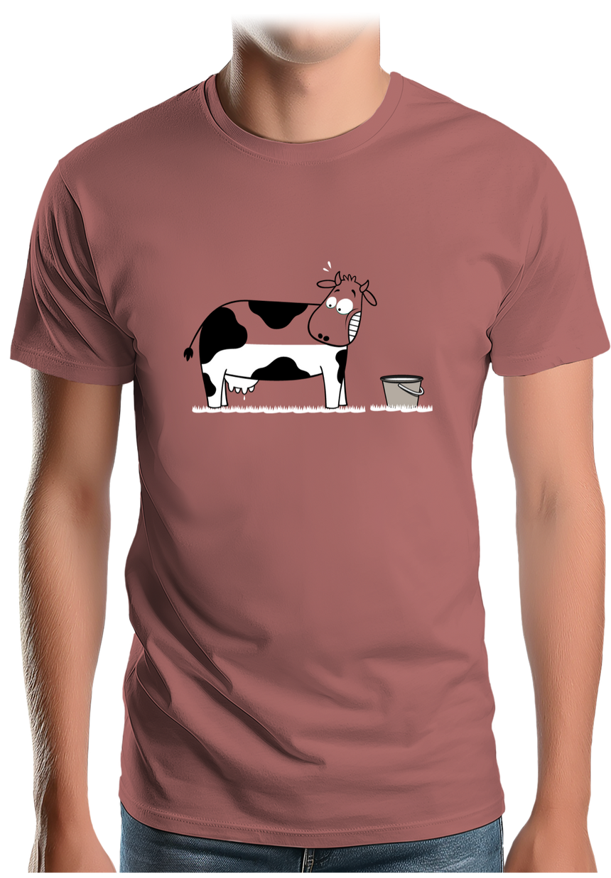 T-Shirt Homme Vache à moitié pleine de lait