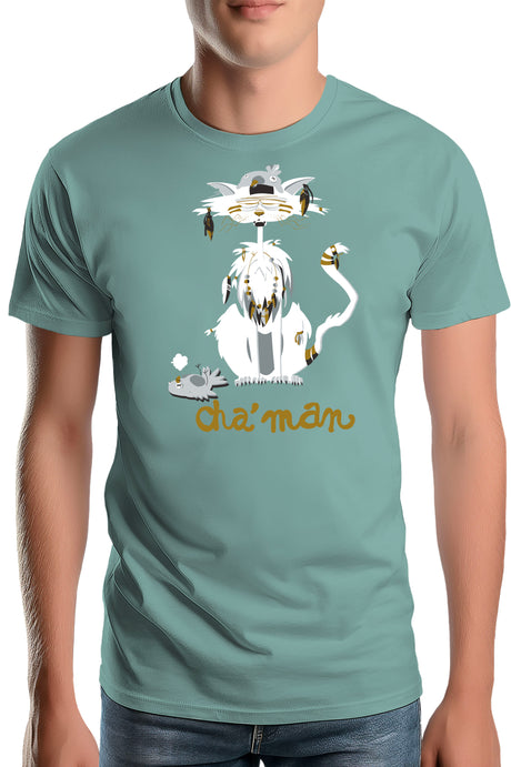T-Shirt Homme Cha'man, le chat peace and love