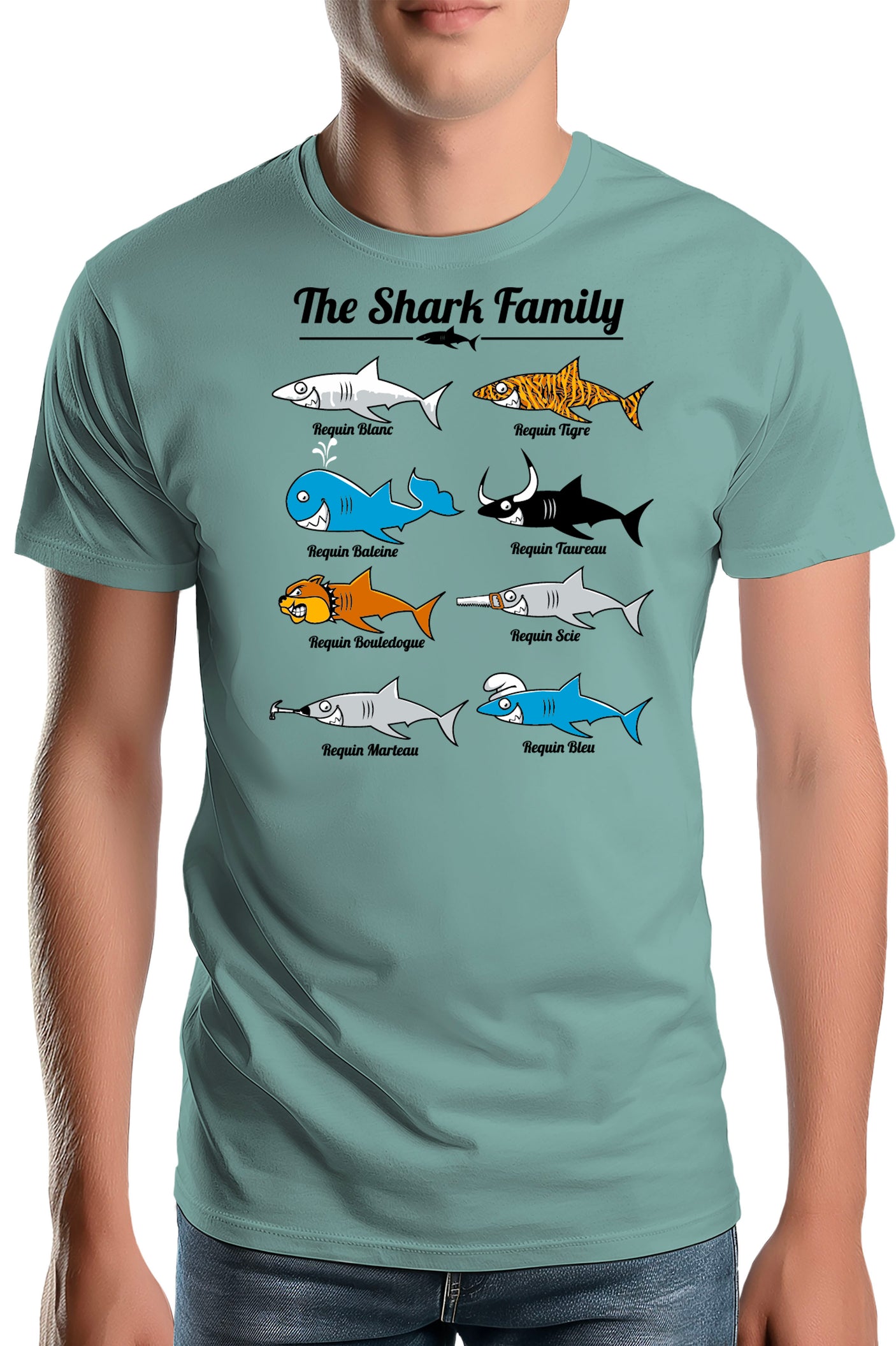 T-Shirt Homme La famille requin
