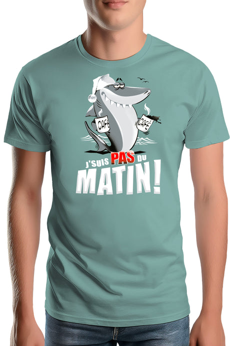 T-Shirt Homme Requin je suis pas du matin