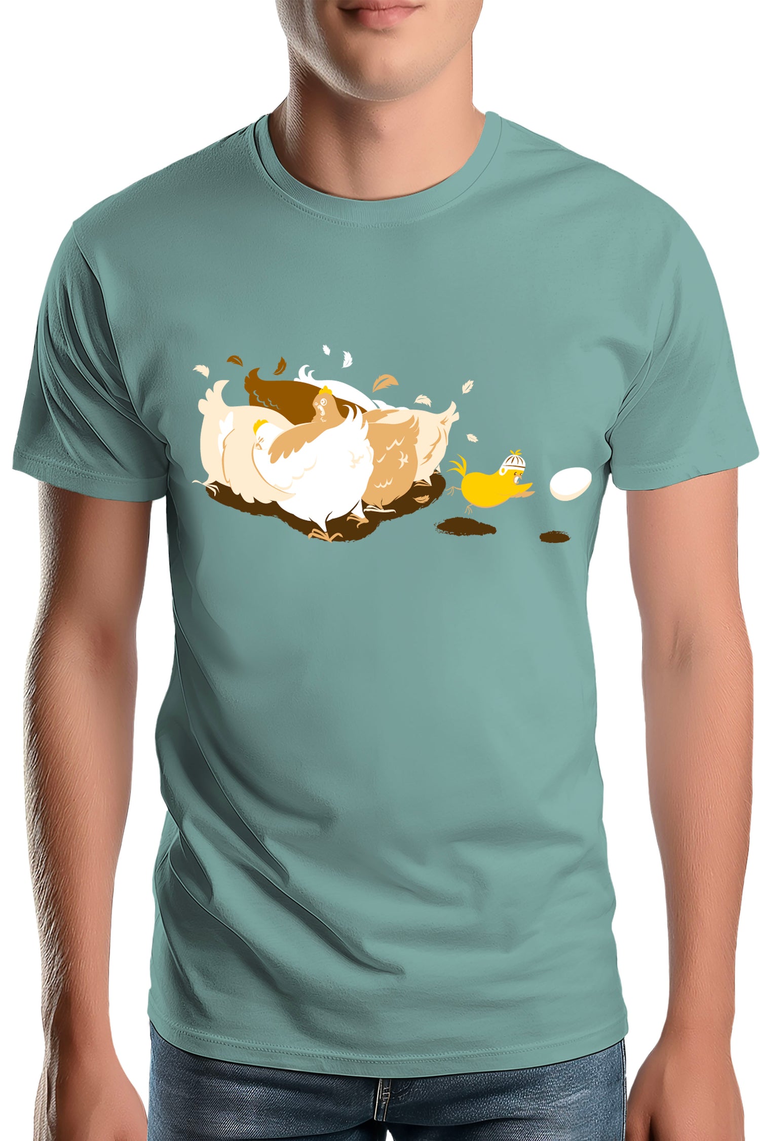 T-Shirt Homme Poule et poussin qui jouent au rugby
